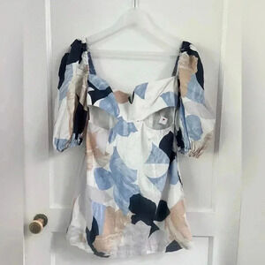 Revolve Rumer Leila Mini Dress Cut Out Linen Dress Size S $269